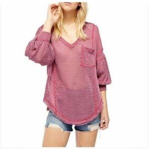 NWT Free People We The Free Hacci Sweater Mauve Mousse Combo Size L